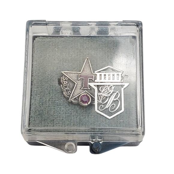 Sterling Silver Star Texaco Pin Employee Sales Award Ruby Enameled Lapel Brooch - Picture 3 of 8